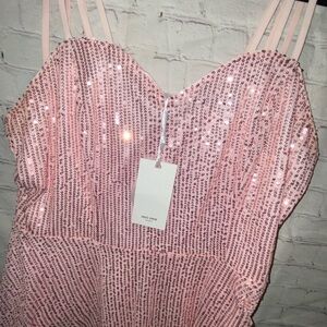 NWT Grace Karin Pink Sequin Strap Detail Top